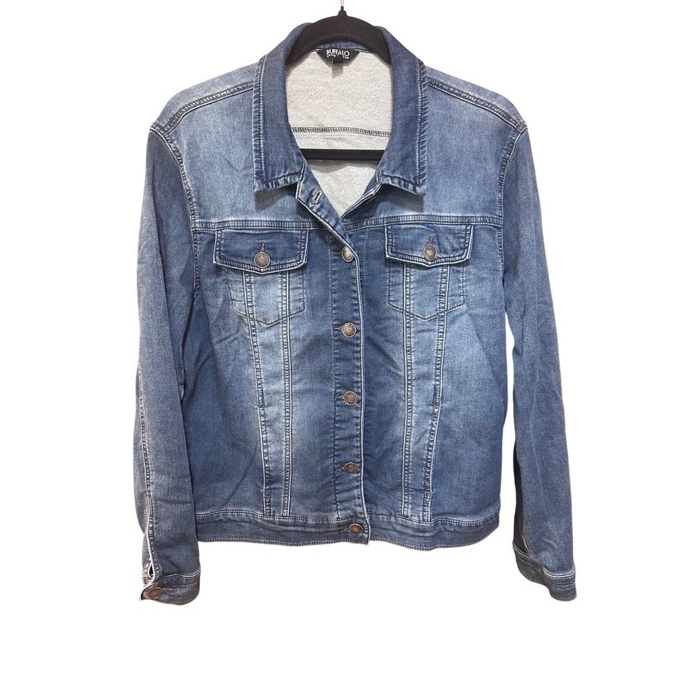 Buffalo David Bitton Womens XL Denim Trucker Jacket Medium Wash Stretch Cotton